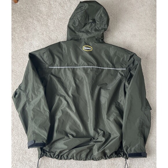 Frabill Rain Jacket Mens Medium Fishing Olive Green 3M Reflective Hooded Utility - Picture 6 of 6